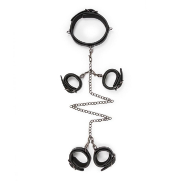 Fetish set with collar, ankle- and wrist cuffs