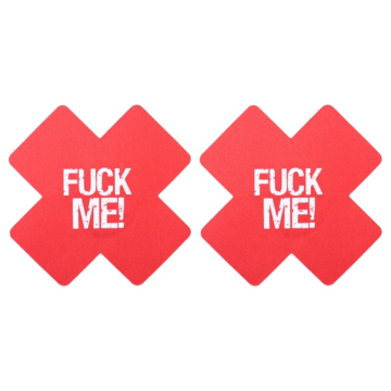 FUCK ME! Cross Nipple Stickers Red