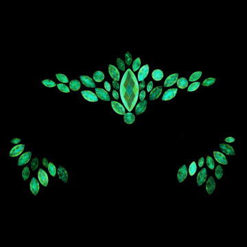 Glowing Green Crystal Stone Face Jewels