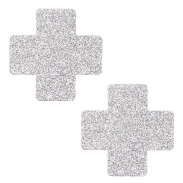 Glitter Cross Nipple Pasties Stickers Silver