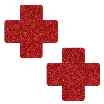 Glitter Cross Nipple Pasties Stickers Red