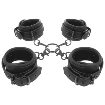 Black Leather Hogtie & Cuff Set