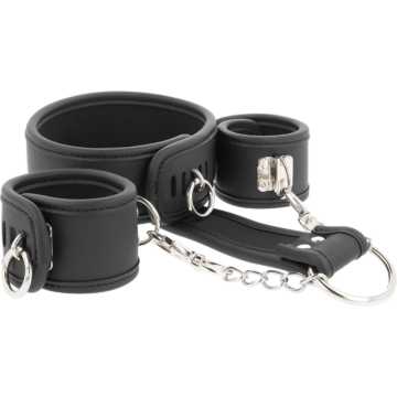 FETISH SUBMISSIVE Leather & Handcuffs - Black