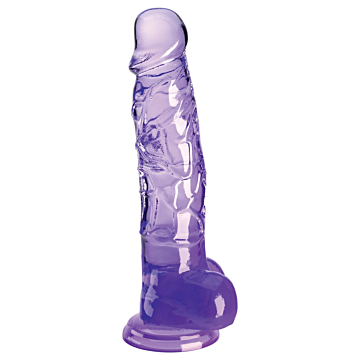 King Cock Clear 8" with Balls - Purple