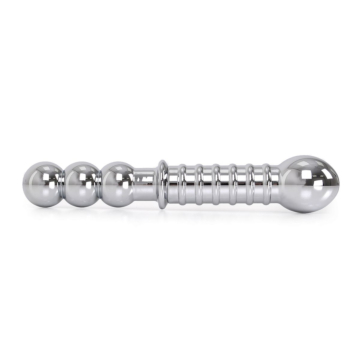 Ribbed Double-Ended Steel Anal Dildo - Kiotos