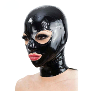 Latex Hood Open Eyes And Mouth Black