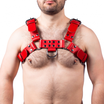 Kinksters Leather Harness Buckle Red