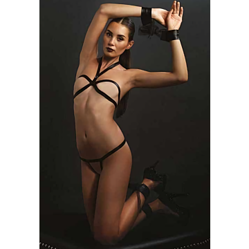 Leg Avenue Strappy Lingerie Set - Black