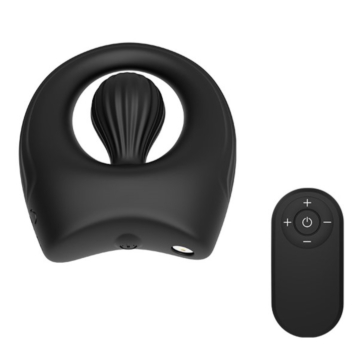 Melek Penis Ring 10 Vibration Modes Remote Control Liquid Silicone Magnetic USB Black Guilty Toys