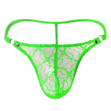 Men Low Waist Mesh T-back Green