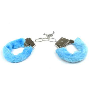 Metal Furry Handcuffs Blue