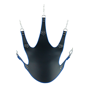 Shots Media Black Leather Sling with Blue Piping