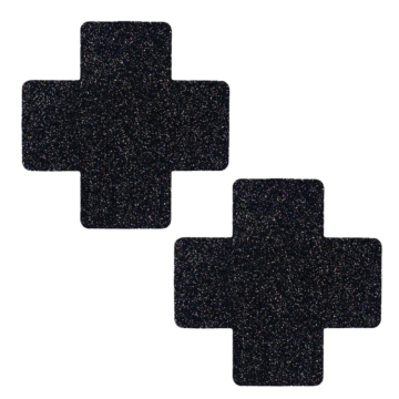 Glitter Cross Nipple Pasties Stickers Black