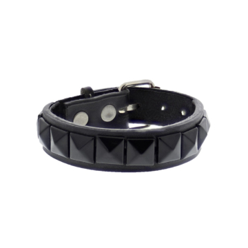 Black Pyramid Studded Bracelet with Buckle