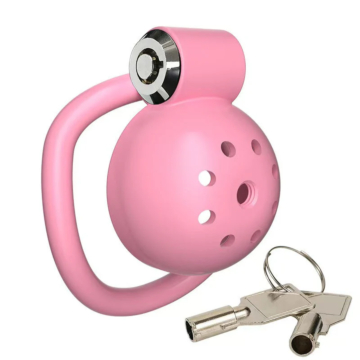 Button Lock Chastity Cock Cage Pink