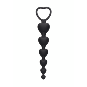 Ouch Anal Heart Beads - Black