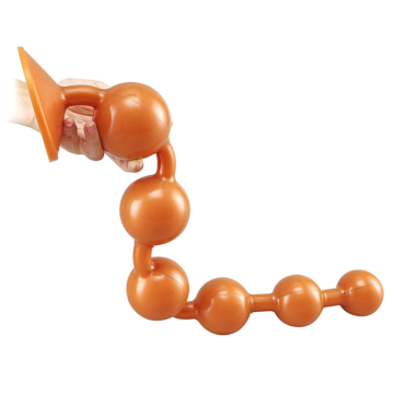 Overlength Liquid Silicone Round Beads Anal Plug Golden - L
