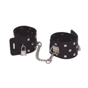  Black leather ankle restrains with chain                 