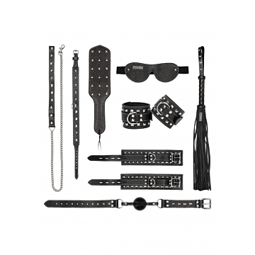 Shots Media Leather Studded Bondage Kit - Black