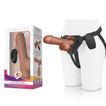 Δονητής Strap-On Pegasus 20cm με Τηλεχειρισμό & Ρυθμιζόμενο Harness