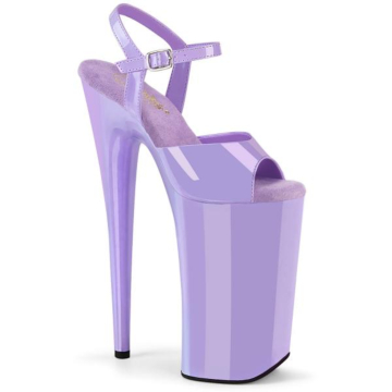 Pleaser sexy high heels platform ankle boot lavender patent