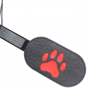 Dark Ink Puppy Paw Leather Paddle