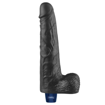 10" REAL SOFTEE Rechargeable Vibrating Dildo Black