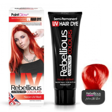 Vibrant Red UV Neon Hairdye