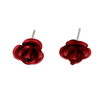 Red Rose Earrings - Elegant and Petite