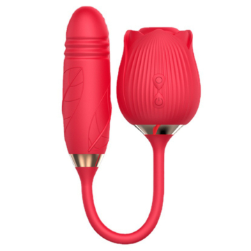 Rose Sucker With Thrusting Dildo Red