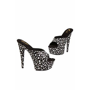 Open Noir platform, with Stars with 14cm heel-EU 40