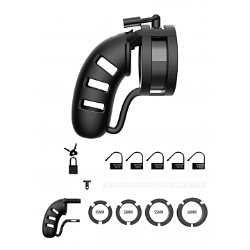 Model 19 - Chastity - 4.5"" - Silicone Cage Ballsplitter - Black