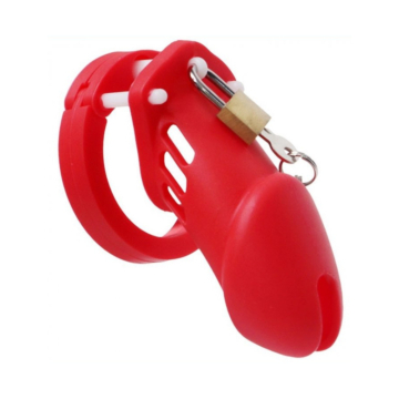 Naughty Dreams Silicone Chastity Cage - Red