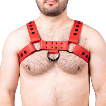 Red Leather Harness by Kinksters