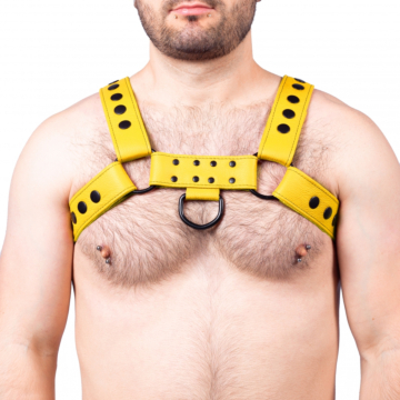 Yellow Leather Harness by Kinksters