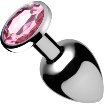 Stainless Steel Butt Plug Plug Silver Diamond Pink S
