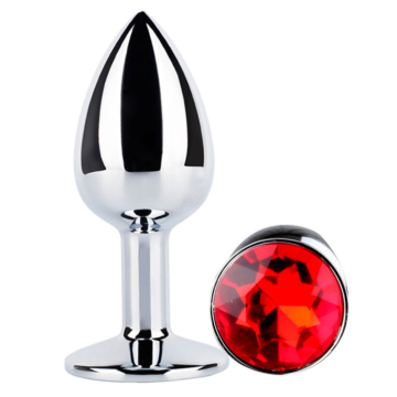 Stainless Steel Jewel Plug – Red Crystal Medium
