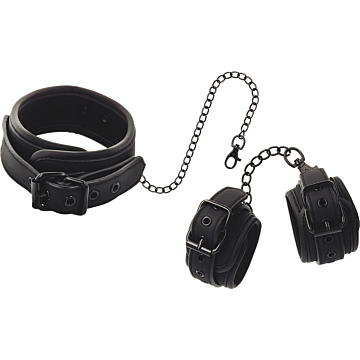 Ultimate Submissive Set: Collar & Wrist Cuffs in Vegan Leather