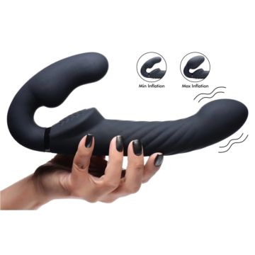 Swirl Vibrating Strapless Strap-On - Black
