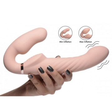 Swirl Vibrating Strapless Strap-On in Beige