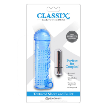 Textured Penis Sleeve & Bullet Blue