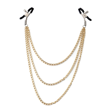 Three Chain Nipple Clamp Black - Gold