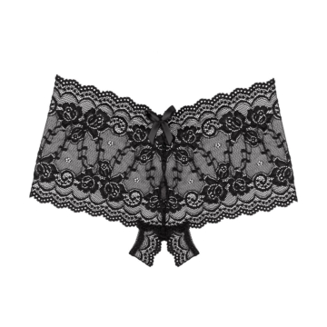 Black Lace Crotchless Briefs