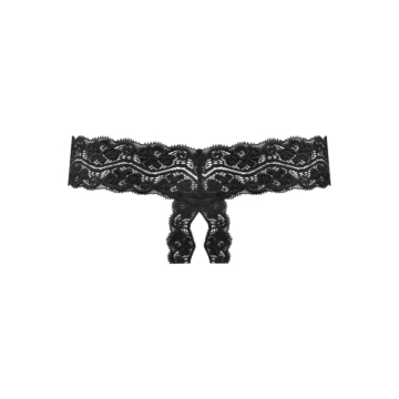 Underneath - Kyra Crotchless Thong Black-L / XL