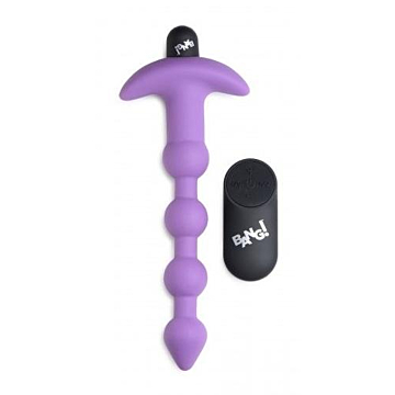Vibrating Silicone Anal Beads & Remote Control - Purple