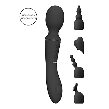 Black Silicone Vibrating Wand - Nami