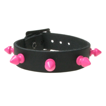 Kinksters Pink Spiked Leather Wristband