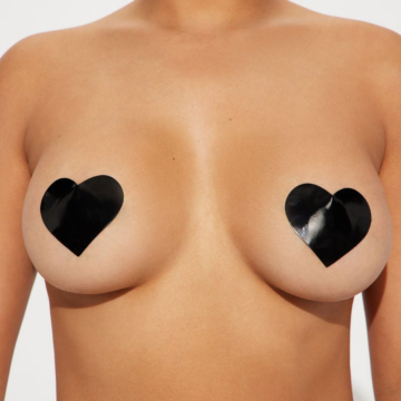 Wild Love Vinyl Heart Nipple Cover Pasties Black