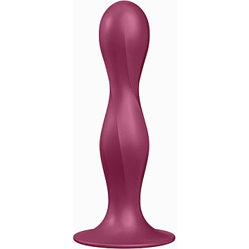 SATISFYER - DOUBLE BALL-R SILICONE DILDO GARNET