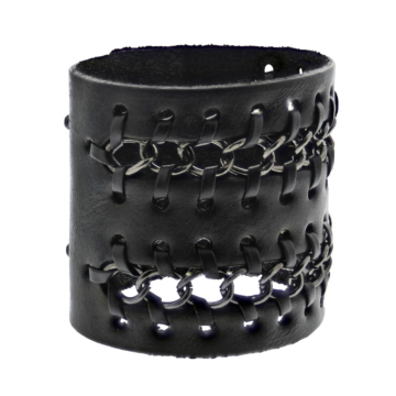 Black PU 2-Row Chain Bracelet